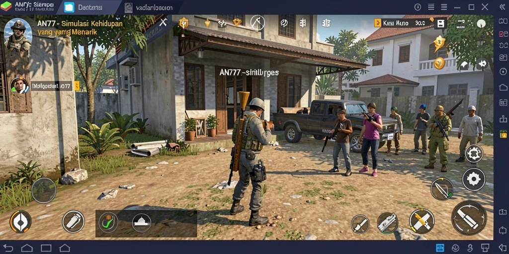 Screenshot AN777 menampilkan gameplay simulasi yang mendalam dan interaktif.