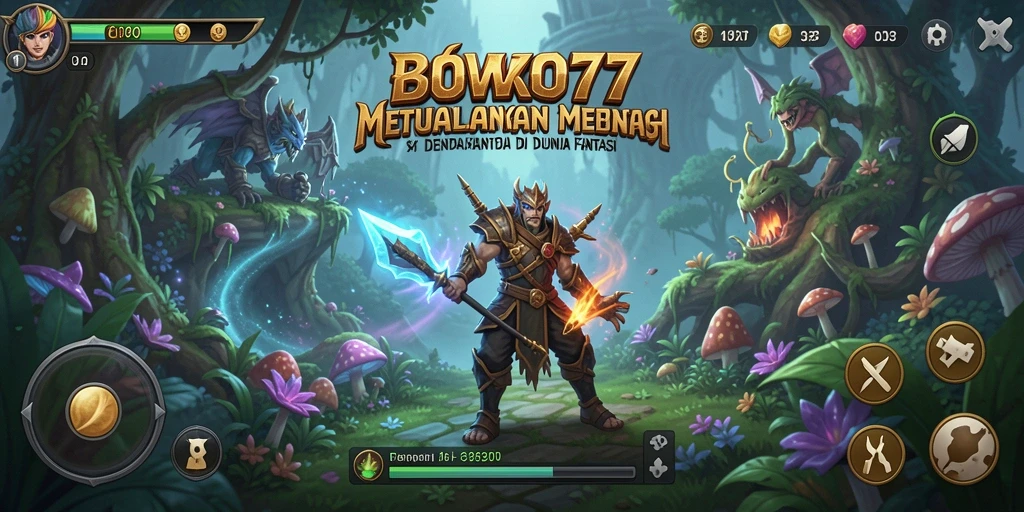 Screenshot gameplay BOWO77 menampilkan petualangan seru dalam dunia fantasi.