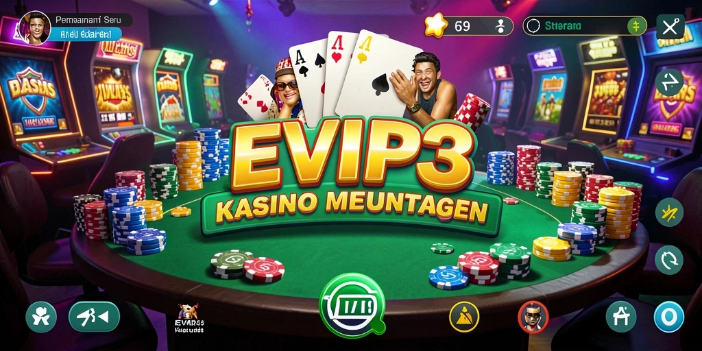 Tampilan gameplay seru dari EVIP3 dengan berbagai pilihan permainan Kasino.