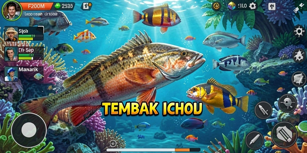 Tangkapan layar gameplay seru F200M saat menembak ikan.