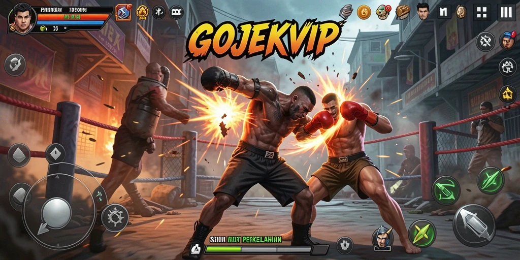 Tampilan menarik saat karakter bertarung di arena GOJEKVIP.