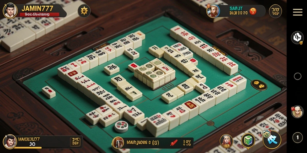 Screenshot menunjukkan gameplay Mahjong yang menarik dalam JAMIN777.