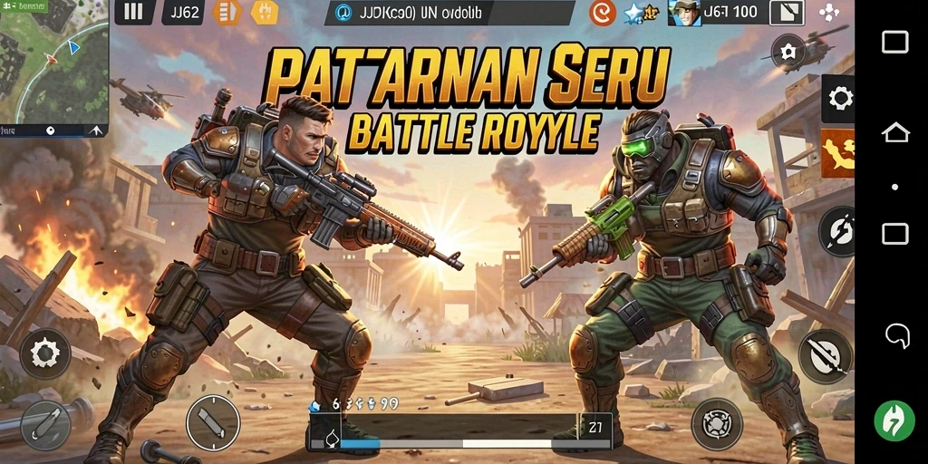 Tampilannya menampilkan aksi pertarungan Battle Royale yang mendebarkan.
