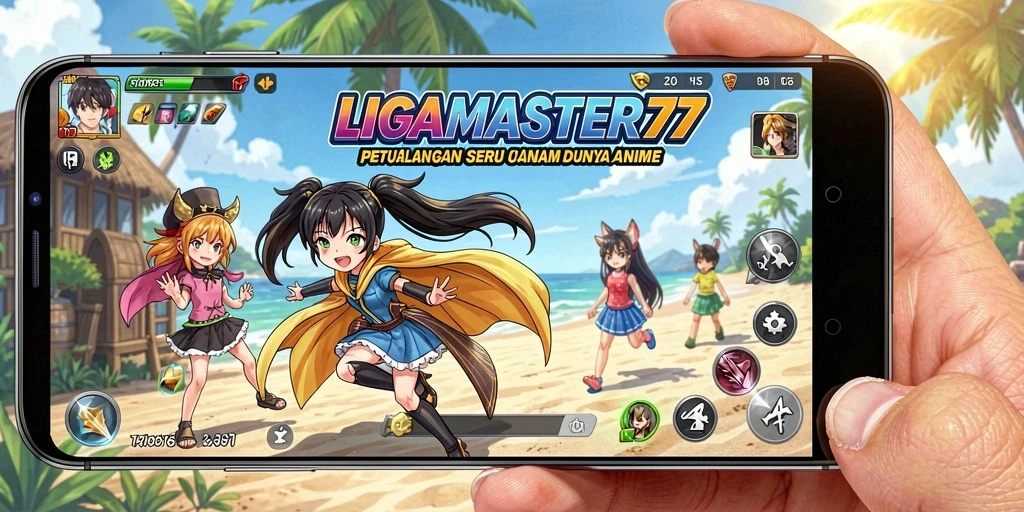 Tampilan gameplay LIGAMASTER77 yang memukau dengan karakter anime.