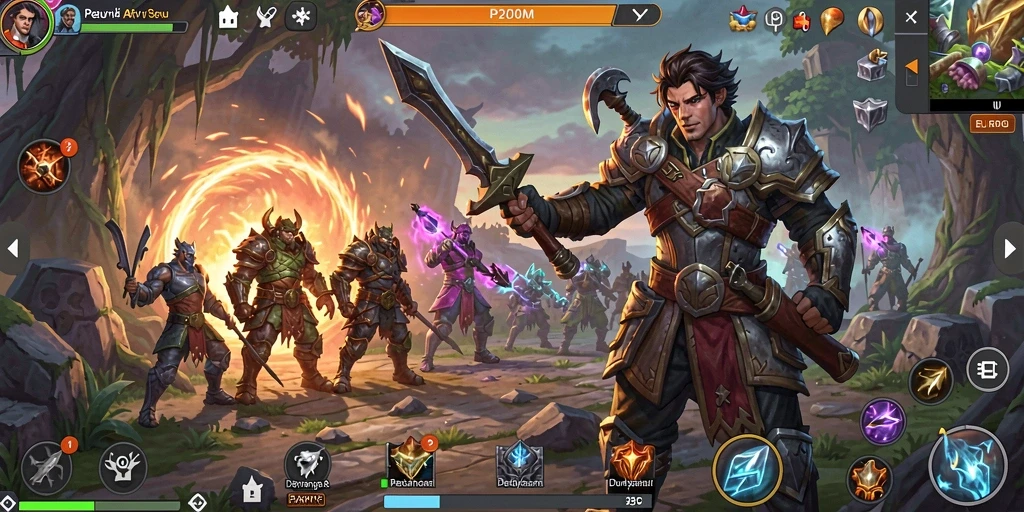 Screenshot P200M menampilkan aksi seru dalam pertempuran ARPG yang mendebarkan.