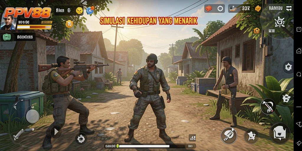 Screenshot utama gameplay PPV88 dengan simulasi kehidupan yang mendalam.
