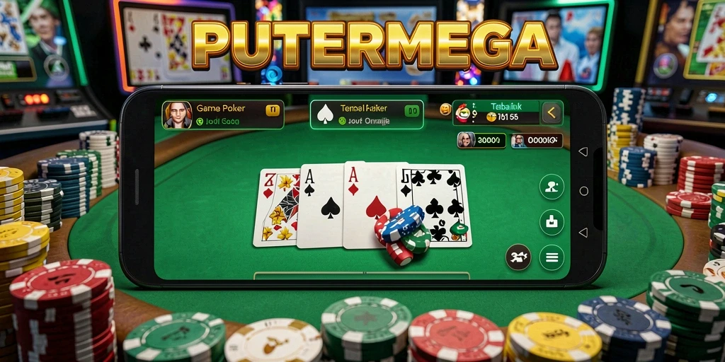 Tampilan gameplay Poker yang menegangkan dan interaktif di PUTERMEGA.