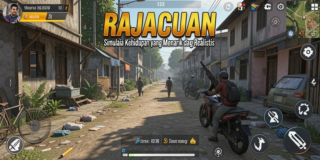 Screenshot utama RAJACUAN menampilkan gameplay simulasi yang menarik.