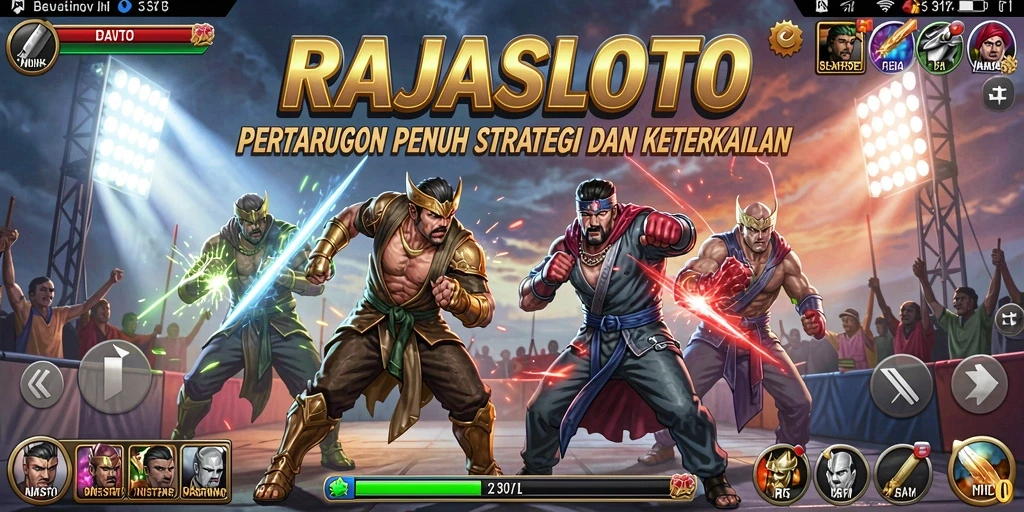 Tampilan seru gameplay pertarungan di RAJASLOTO.