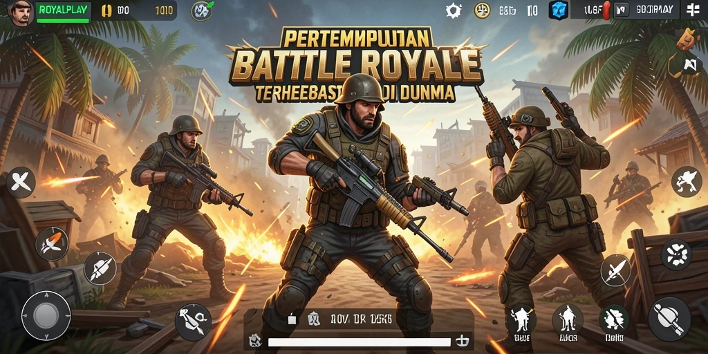Screenshot gameplay ROYALPLAY dengan aksi pertempuran yang mendebarkan.