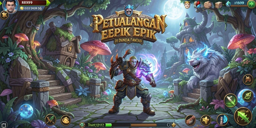 Screenshot gameplay <strong>RR999</strong> menampilkan aksi pertarungan seru dan dunia yang indah.