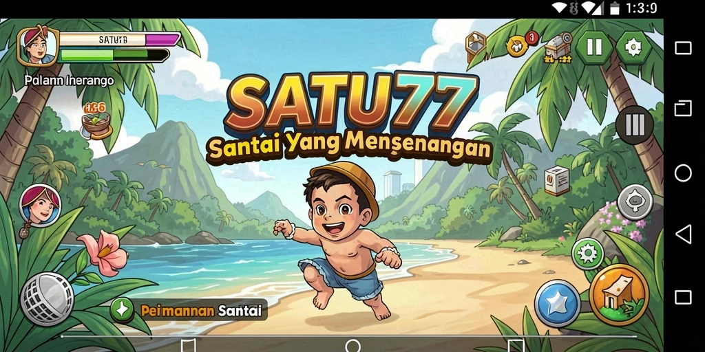 Tampilan gameplay menarik dari SATU77 dengan karakter lucu.