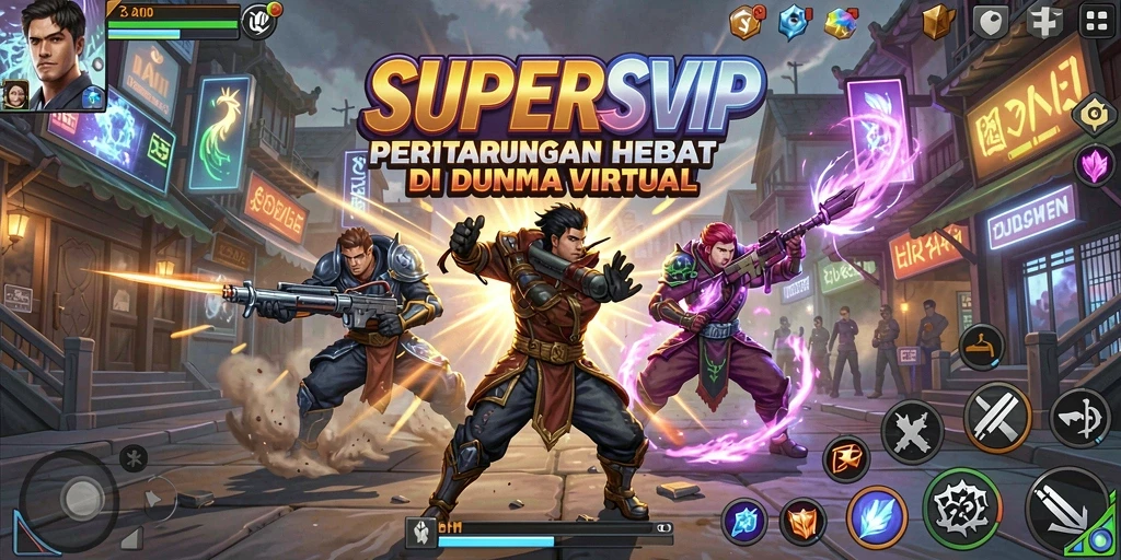 Tangkapan layar gameplay <strong>SUPERSVIP</strong> yang menampilkan aksi pertarungan yang intens.