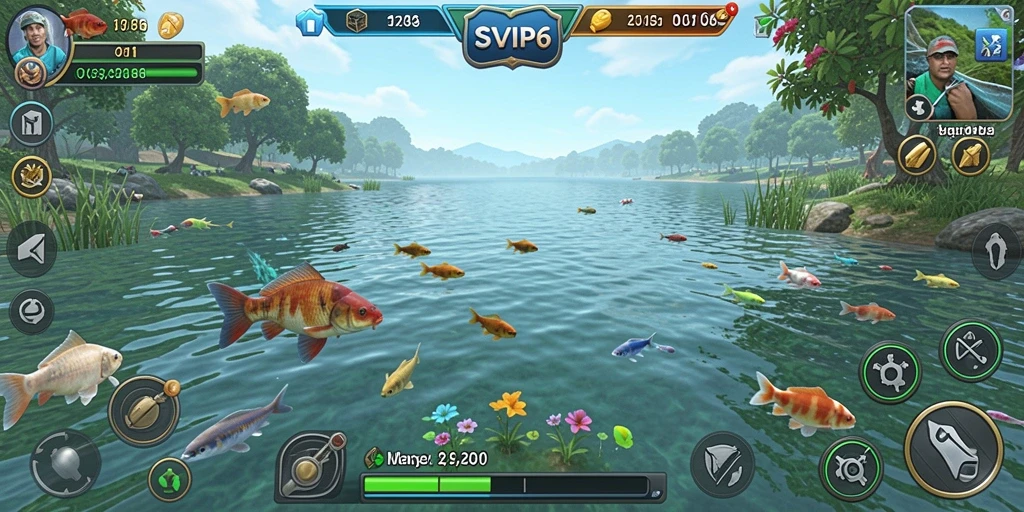 Tampilan gameplay SVIP6 yang seru dan mendebarkan saat memancing.