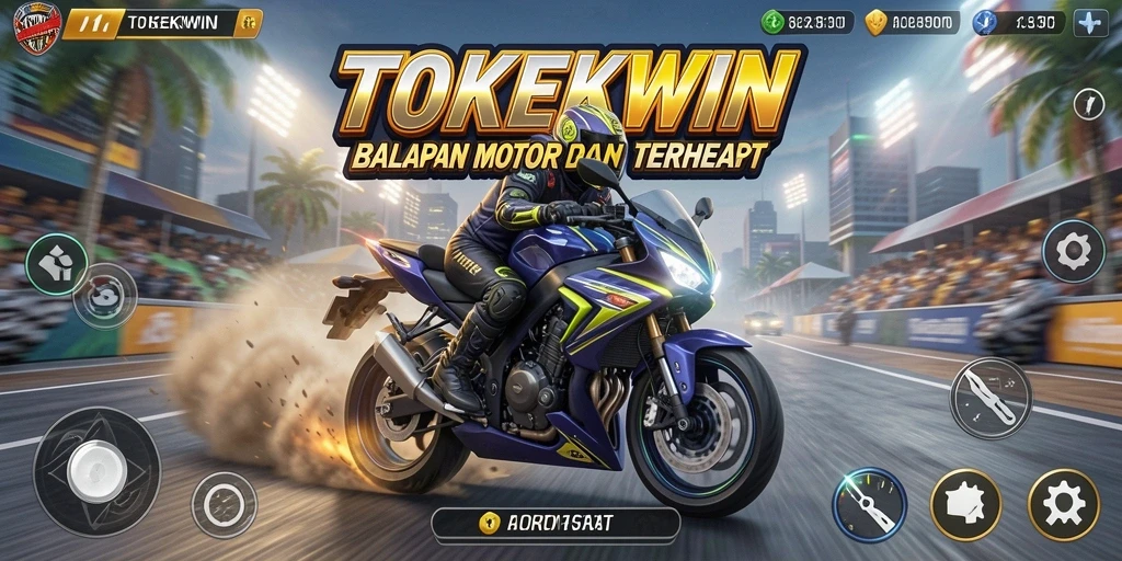 Screenshot gameplay menampilkan aksi balap motor yang mendebarkan.