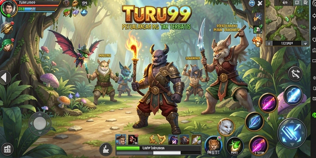 Tampilan aksi seru dalam TURU99 dengan grafis yang memukau.