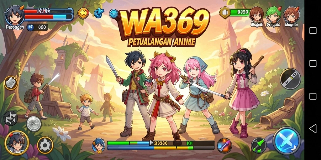 Tangkapan layar menunjukkan aksi seru gameplay Anime di WA369.