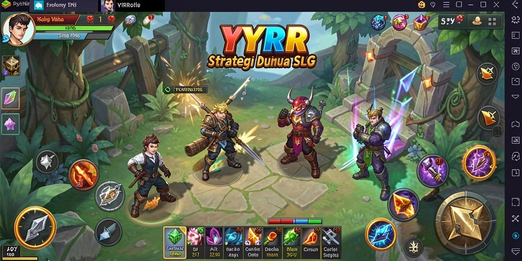 Screenshot menampilkan aksi pertempuran strategi dalam YYRR.