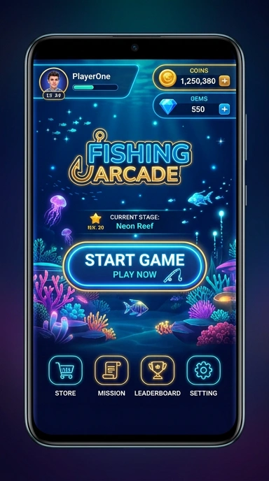 Tampilan antarmuka utama aplikasi rsngame.